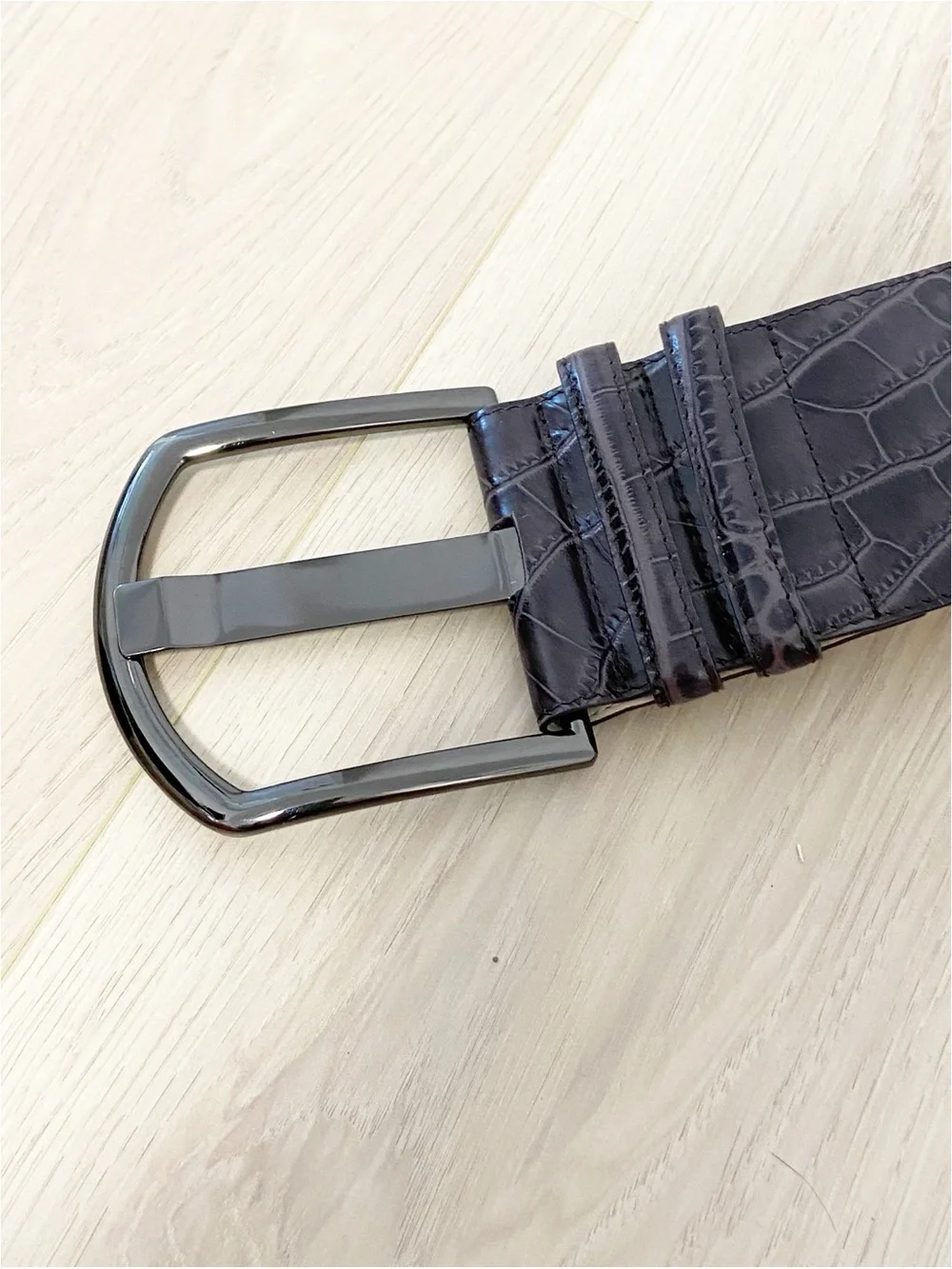New Cue Croc-Embossed wide Leather Belt P1534 Size M